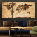 Modern Red and Gray World Map Canvas Print – Framed Wall Art by MyGreatCanvas | Canvas Wall Art Prints | Photo Prints & Wall Decor