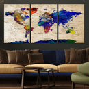 Colorful World Map Canvas Wall Art – Abstract Watercolor Map by MyGreatCanvas | Canvas Wall Art Prints | Photo Prints & Wall Decor