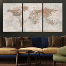 Detailed World Map Wall Art Canvas Print for Home and Office Decor by MyGreatCanvas | Canvas Wall Art Prints | Photo Prints & Wall Decor