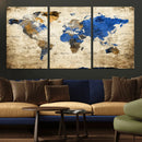 World Map Canvas Print – Colorful Abstract Travel Map, by MyGreatCanvas | Canvas Wall Art Prints | Photo Prints & Wall Decor