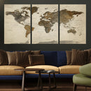 Vintage World Map Canvas Wall Art – Framed Travel Map for by MyGreatCanvas | Canvas Wall Art Prints | Photo Prints & Wall Decor