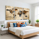 Rustic Watercolor World Map Canvas Wall Art – Framed Travel
