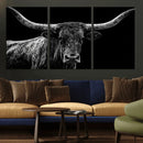 Vintage Texas Longhorn Bull Wall Art Canvas Print, Texas Cow by MyGreatCanvas | Canvas Wall Art Prints | Photo Prints & Wall Decor