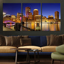 Boston Wall Art Canvas Print, Boston City Downtown Night by MyGreatCanvas | Canvas Wall Art Prints | Photo Prints & Wall Decor