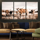 Texas Longhorn Cattle Wall Art Canvas Print, Sepia Western by MyGreatCanvas | Canvas Wall Art Prints | Photo Prints & Wall Decor