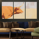 Minimal Longhorn Bull Wall Art Canvas Print, Neutral Western by MyGreatCanvas | Canvas Wall Art Prints | Photo Prints & Wall Decor