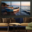 Coastal Fishing Boats Wall Art Canvas Print, Sunset Beach by MyGreatCanvas | Canvas Wall Art Prints | Photo Prints & Wall Decor