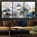 Large Abstract Flowers Wall Art Canvas Print – Gold and Blue by MyGreatCanvas | Canvas Wall Art Prints | Photo Prints & Wall Decor