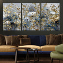 Abstract Floral Wall Art Canvas Print – Gold and Blue by MyGreatCanvas | Canvas Wall Art Prints | Photo Prints & Wall Decor