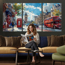 London Street Canvas Wall Art — Big Ben Red Bus Print | Oil by MyGreatCanvas | Canvas Wall Art Prints | Photo Prints & Wall Decor