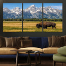 Bison in Mountain Landscape Wall Art Canvas Print – Western by MyGreatCanvas | Canvas Wall Art Prints | Photo Prints & Wall Decor