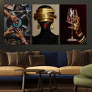 Luxury Fashion Wall Art Canvas Print Set of 3, Gold Jewelry by MyGreatCanvas | Canvas Wall Art Prints | Photo Prints & Wall Decor