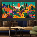 Colorful Japanese Landscape Print: Maximalist Panoramic Wall by MyGreatCanvas | Canvas Wall Art Prints | Photo Prints & Wall Decor