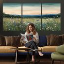 Wildflower Meadow Oil Painting Canvas — Daisy Lavender