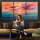 Bold Palette Knife Ocean Sunset Canvas — Orange Pink Teal by MyGreatCanvas | Canvas Wall Art Prints | Photo Prints & Wall Decor