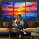 Colorful Knife Ocean Sunset Canvas — Orange Pink Teal by MyGreatCanvas | Canvas Wall Art Prints | Photo Prints & Wall Decor