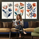 Watercolor Botanical Canvas Wall Art Set, Navy Terracotta by MyGreatCanvas | Canvas Wall Art Prints | Photo Prints & Wall Decor