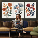 Watercolor Botanical Canvas Wall Art Set, Navy Terracotta by MyGreatCanvas | Canvas Wall Art Prints | Photo Prints & Wall Decor