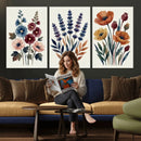 Watercolor Botanical Canvas Wall Art Set, Navy Terracotta by MyGreatCanvas | Canvas Wall Art Prints | Photo Prints & Wall Decor