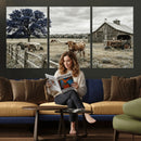 Texas Longhorn Canvas Wall Art, Rustic Farm Barn Bluebonnet by MyGreatCanvas | Canvas Wall Art Prints | Photo Prints & Wall Decor