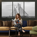 Vintage Sailboat Wall Art Canvas Print, Black and White by MyGreatCanvas | Canvas Wall Art Prints | Photo Prints & Wall Decor