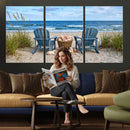 Large Beach Canvas Wall Art Coastal Adirondack Chairs Ocean by MyGreatCanvas | Canvas Wall Art Prints | Photo Prints & Wall Decor