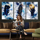 Feather Canvas Wall Art Navy Blue Gold Watercolor Abstract by MyGreatCanvas | Canvas Wall Art Prints | Photo Prints & Wall Decor