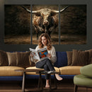 Texas Longhorn Bull Canvas Wall Art, Western Ranch Cattle Photography Print, Rustic Farmhouse Cowboy Decor Artwork by MyGreatCanvas | Canvas Wall Art Prints | Photo Prints & Wall Decor