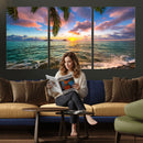 Hawaii Beach Sunset Canvas Wall Art Print, Tropical Ocean Landscape Artwork, Palm Tree Coastal Decor for Living Room Bedroom by MyGreatCanvas | Canvas Wall Art Prints | Photo Prints & Wall Decor