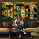 Gustav Klimt Golden Cityscape Wall Art Canvas Print,