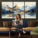 Lake Abstract Mountain Wall Art Canvas Print