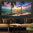 Framed Tropical Sunset Art Canvas Print