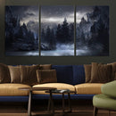 Night Landscape and Trees Wall Art Canvas Print
