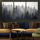 Misty Forest Canvas Wall Art – Monochrome Triptych Pine Tree by MyGreatCanvas | Canvas Wall Art Prints | Photo Prints & Wall Decor