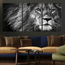 Black and White Lion Canvas Wall Art Print – Wildlife