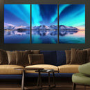 Northern Lights above Mountain Wall Art, Northern Lights