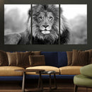 Black and White Lion Canvas Wall Art – Animal Print Artwork