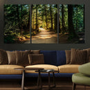 Sunlit Forest Pathway Canvas Print | 3 Panel Large Nature by MyGreatCanvas | Canvas Wall Art Prints | Photo Prints & Wall Decor