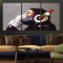 Dj Monkey Listening to Music Wall Art Print | Banksy Monkey by MyGreatCanvas | Canvas Wall Art Prints | Photo Prints & Wall Decor