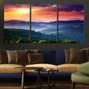 Sunset over Mountain Canvas Print, Forest Canvas Wall Art –