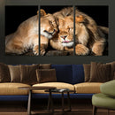 Lion and Lioness Wall Art Canvas Print – Framed African