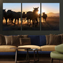 Horse Herd Wall Art Animal Canvas Print