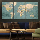 Classic World Map Canvas Print – Framed Vintage Map Wall by MyGreatCanvas | Canvas Wall Art Prints | Photo Prints & Wall Decor
