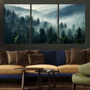 Captivating Misty Forest Wall Art Premium Canvas Print a
