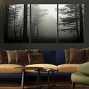 Misty Forest Wall Art Premium Canvas Print a Foggy and