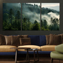 Misty Forest Wall Art Premium Canvas Print a Foggy and