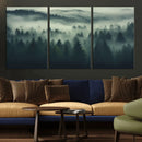 Misty Forest Wall Art Premium Canvas Print a Foggy and
