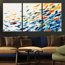 Abstract Fish Shoal Wall Art Canvas Print, Colorful Fish