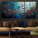 Modern Abstract Fish Shoal Wall Art Canvas Print, Colorful