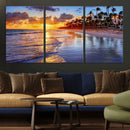 Serene Beach Sunset Wall Art Canvas- Coastal Seascape Print